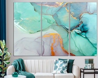 Marble Canvas Art Navy Blue Wall Art Marble Wall Decor Abstract Marble