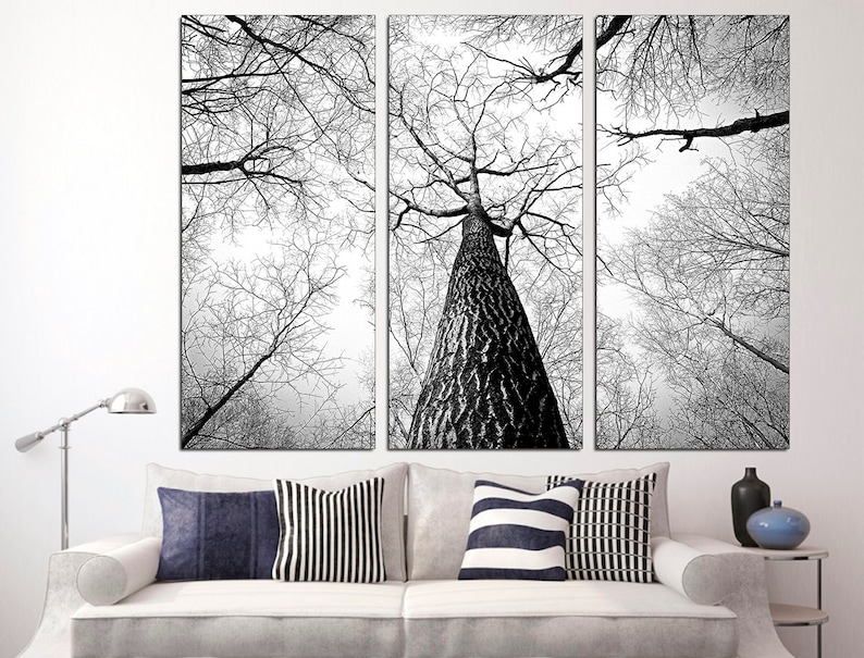 Tree Branch Wall Art Black and White Art Trees Canvas Print Etsy