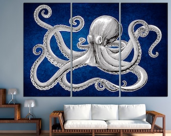 Octopus wall art Kraken art Nautical wall decor Octopus art print Octopus lover gift