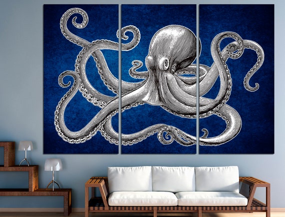 Octopus wall art Kraken art Nautical wall decor Octopus art print Octopus lover gift