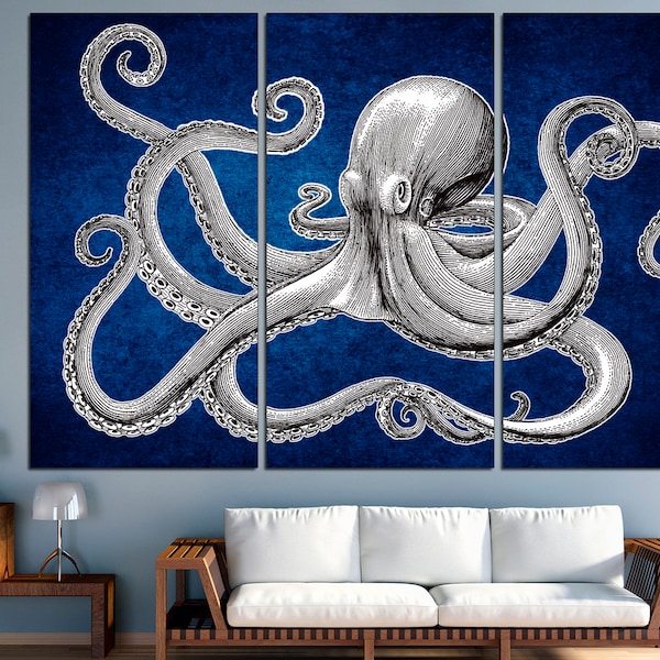 Octopus wall art Kraken art Nautical wall decor Octopus art print Octopus lover gift