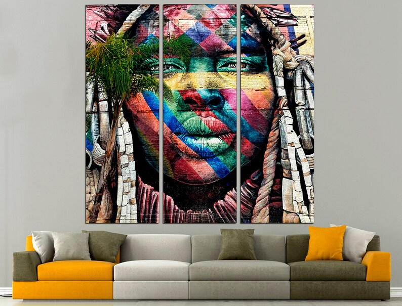 African portrait Graffiti wall art African ethno woman Etsy
