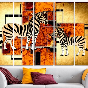 Lienzo de cebra africana Impresión de lienzo grande Arte de pared africana Decoración de pared de lienzo Arte de pared de cebra Decoración de pared étnica