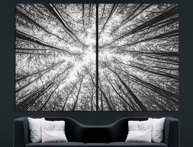 Black Tree Branches Extra Large Wall Art Three Piece Wall Art Etsy