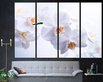 White Orchid Canvas Wall Art Orchid Canvas Spa Orchid Wall Decor Flower wall art Orchid flowers