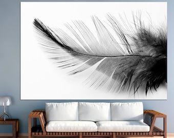 Black White Feather Black And White Feather Wall Art Feather Art Print Feather Wall Decor Minimalist Feather