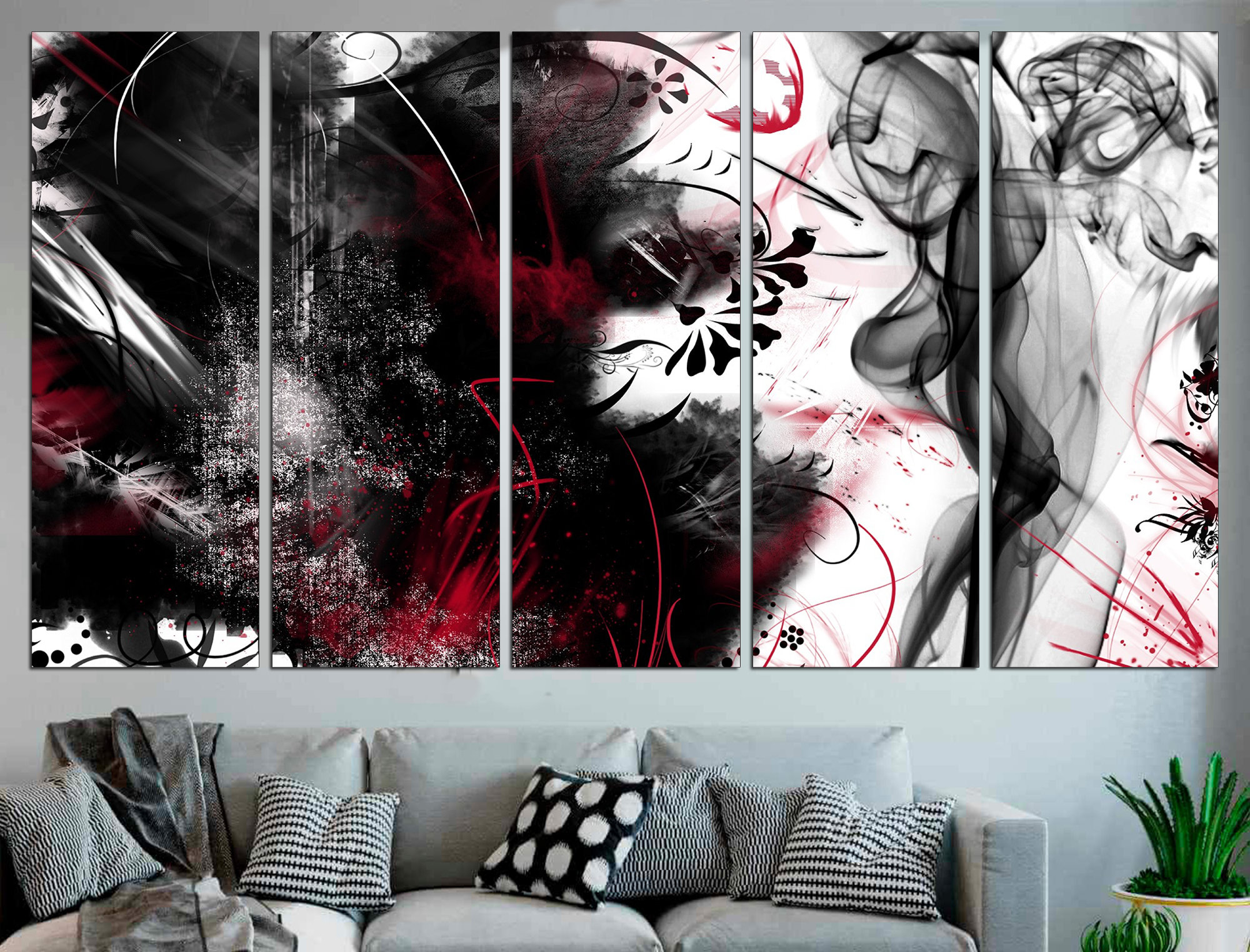 Abstract Wall Art Red Minimal Art Abstract Print Red Abstract Etsy