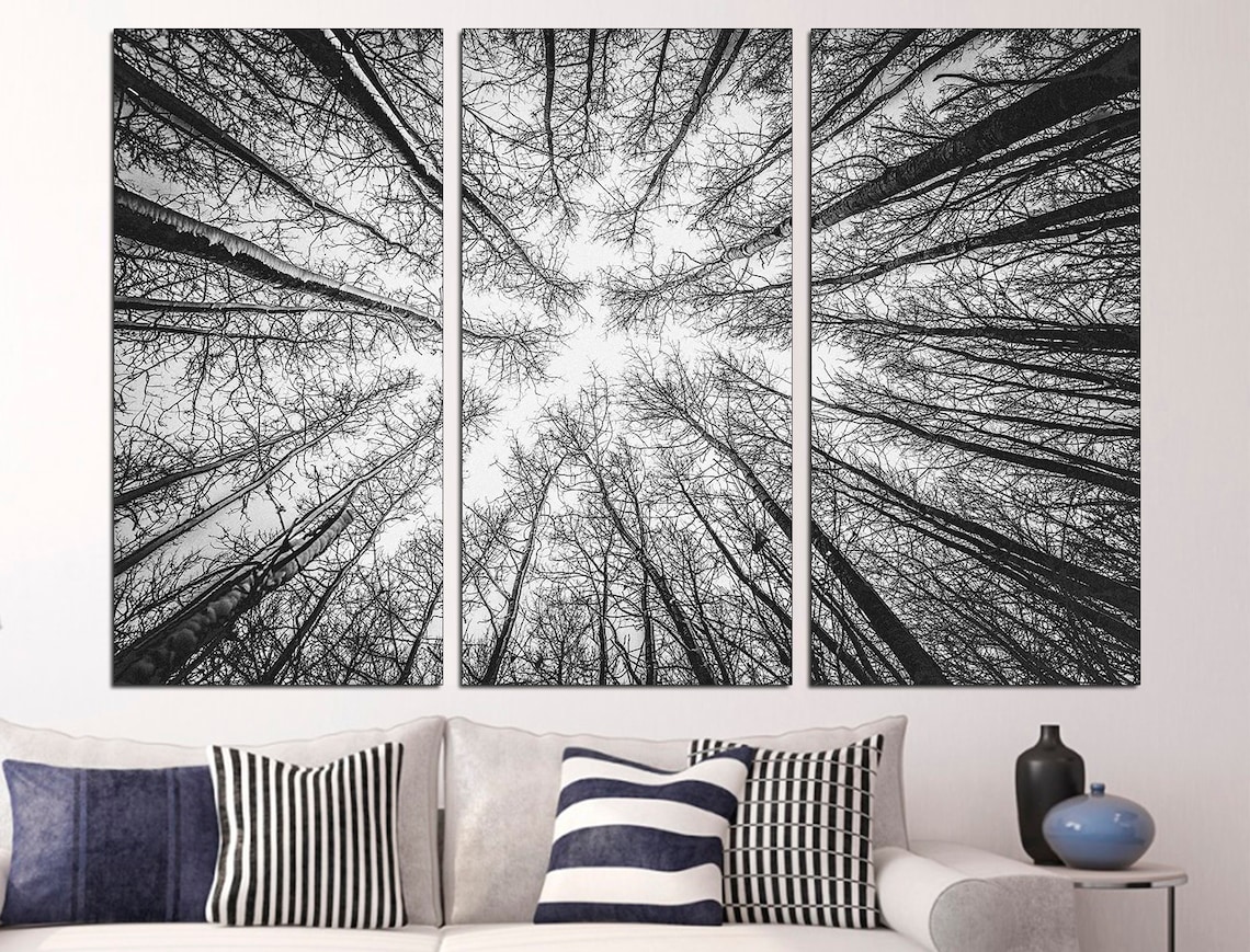 Black Tree Branches Extra Large Wall Art Three Piece Wall Art Etsy