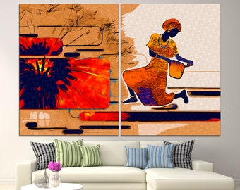 Colorful african art Ethnic canvas Extra large wall art Ethnic wall decor Africa canvas art