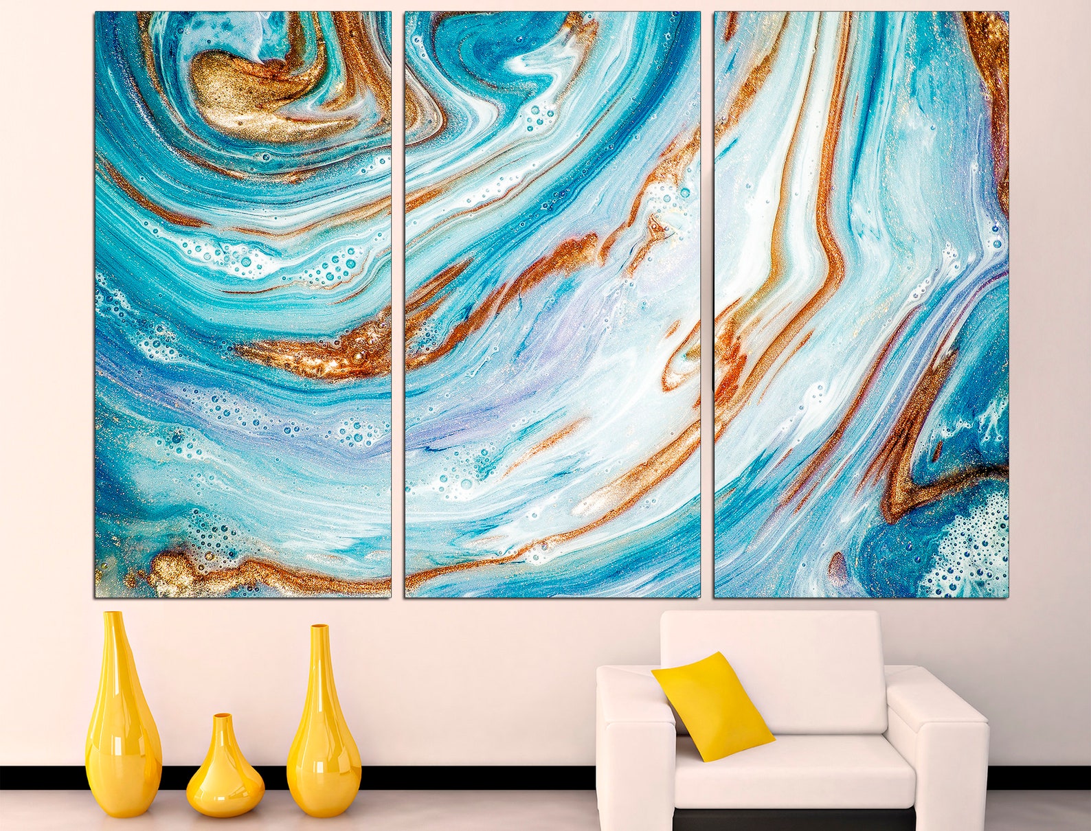 Marble Print Canvas Wall Art Marble Decor 3 Panel Wall Art Etsy