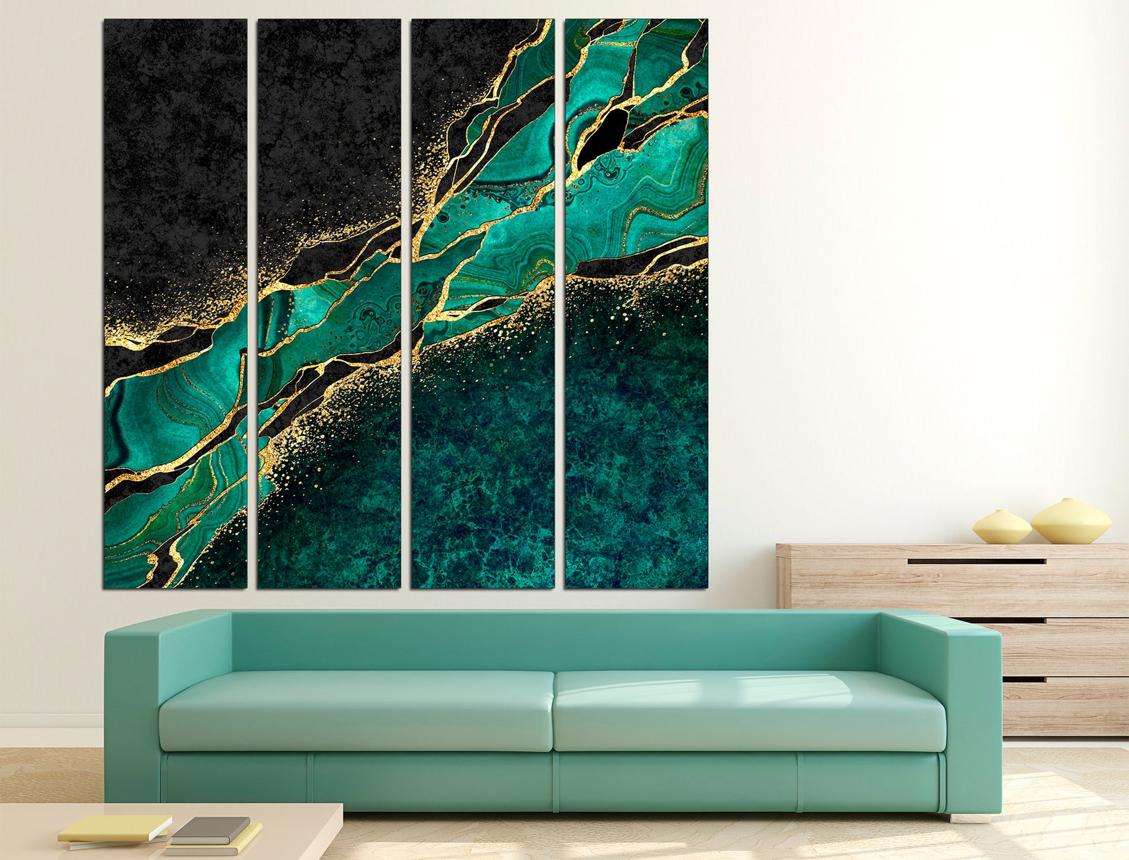 Emerald Green Canvas Print Art Deco Wall Art Emerald Green Etsy