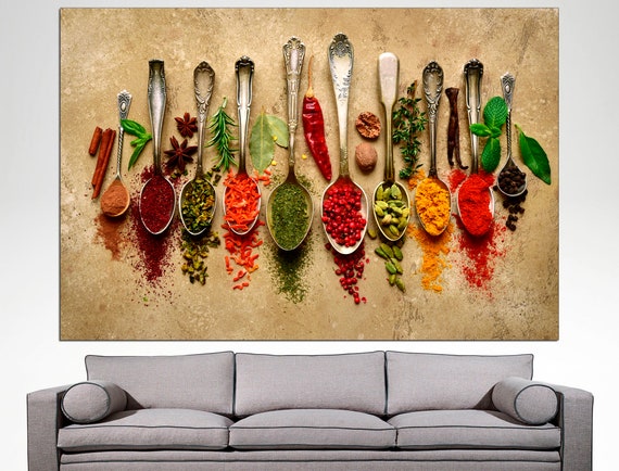 Aromatic Spices Wall Art　ビンテージ　アート Herbs and Spices Acrylic Glass Print: High Gloss Kitchen