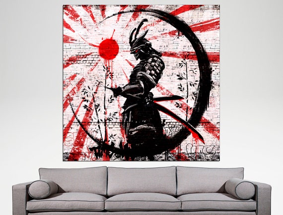 Samurai Wall Art Japanese Canvas Graffiti Art Canvas Samurai