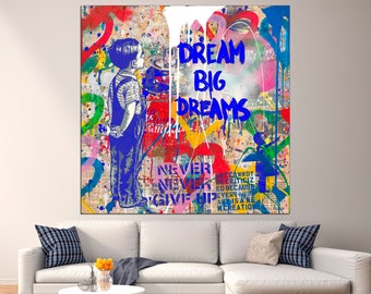 Dream big dreams Colorful canvas art Modern home decor Dream big panel Large wall art Modern art print
