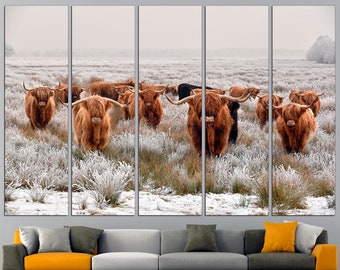 Cow Wall Art Longhorn Cow Art Highland Cow Print Longhorn Wall Decor Highland Cow Decor