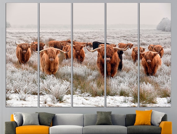 Cow Wall Art Longhorn Cow Art Highland Cow Print Longhorn Wall Decor Highland Cow Decor
