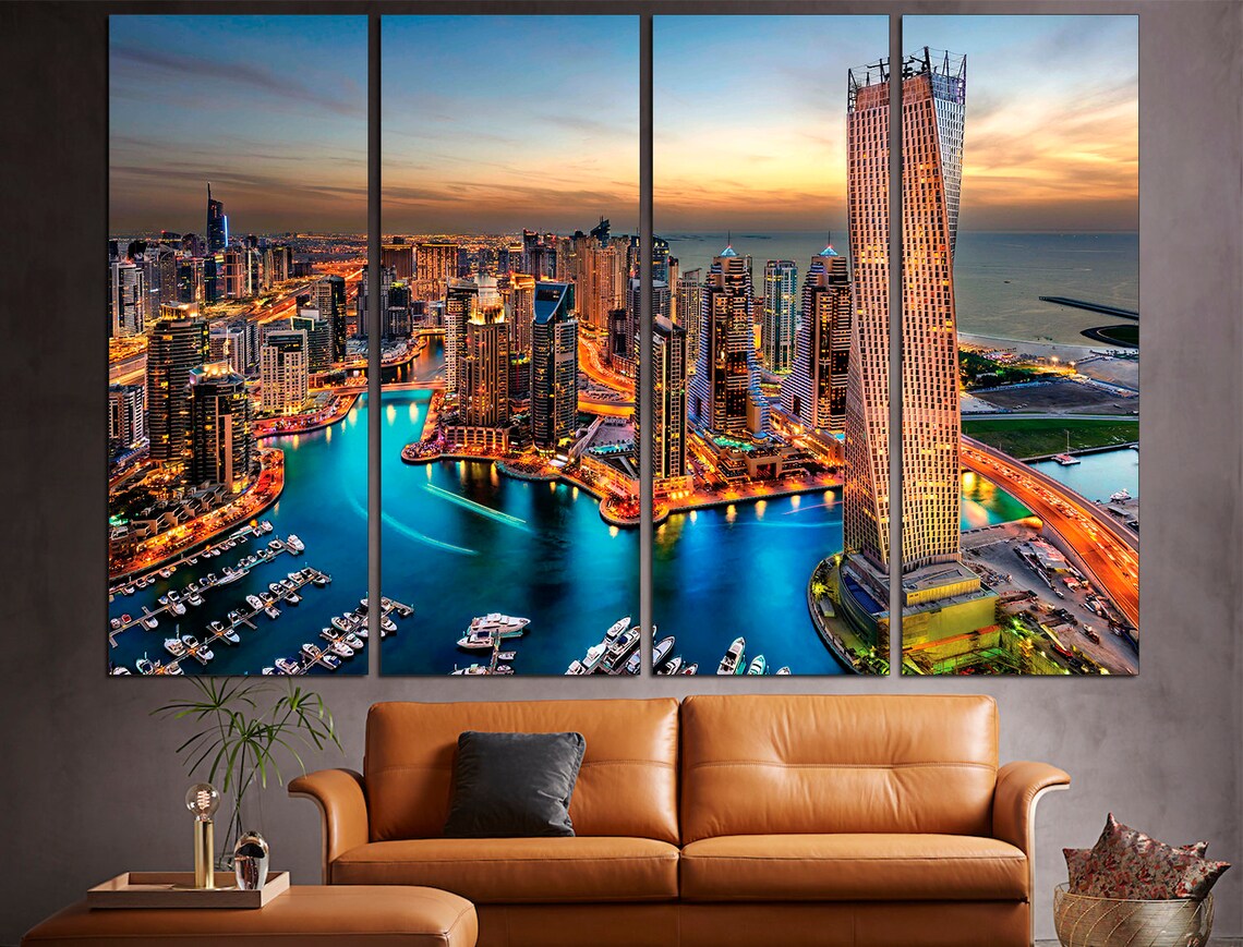 Dubai UAE 3 Piece Wall Art Arab Emirates Art Cityscape Wall Etsy