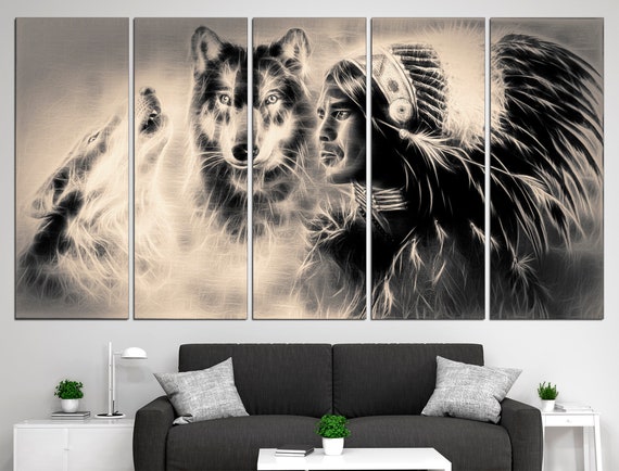 Indian wall art Gallery wall set African american art Native american art Large wall art Indian home decor