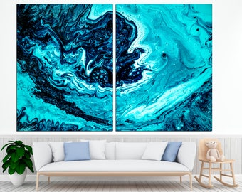 Navy Blue Wall Art Abstract Art Set Oversized Wall Art Blue Abstract Art Modern Wall Art Bedroom Wall Decor