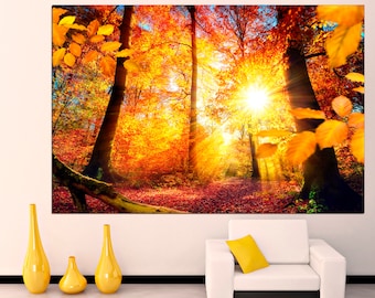 Autumn Forest Autumn Wall Art Forest Canvas Trees Canvas Print Autumn Decor Canvas