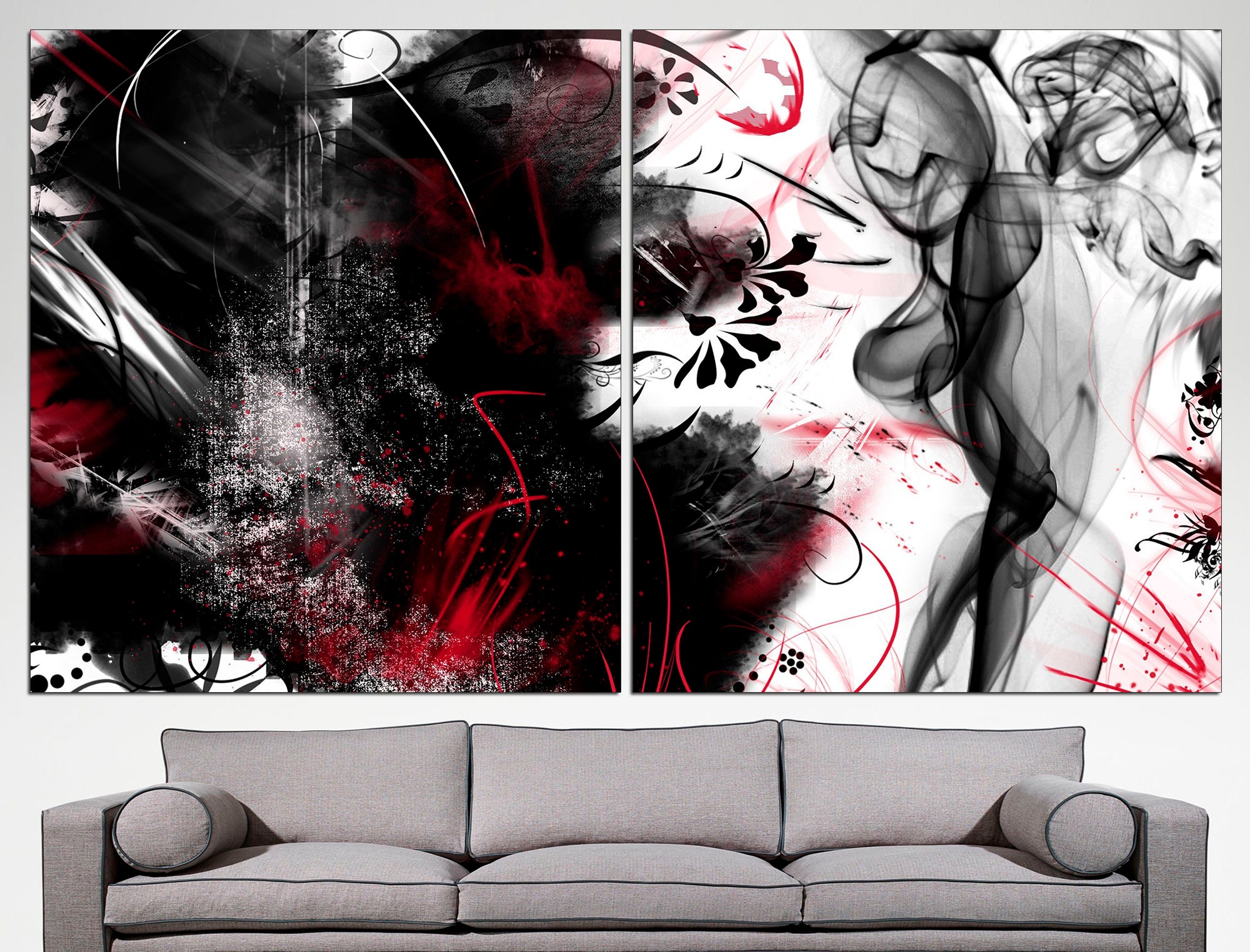 Abstract Wall Art Red Minimal Art Abstract Print Red Abstract Etsy