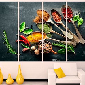 Colorful Kitchen Art Triptych Wall Art Kitchen Poster Dining Room Wall Art Kitchen Wall Decor 4 Panel