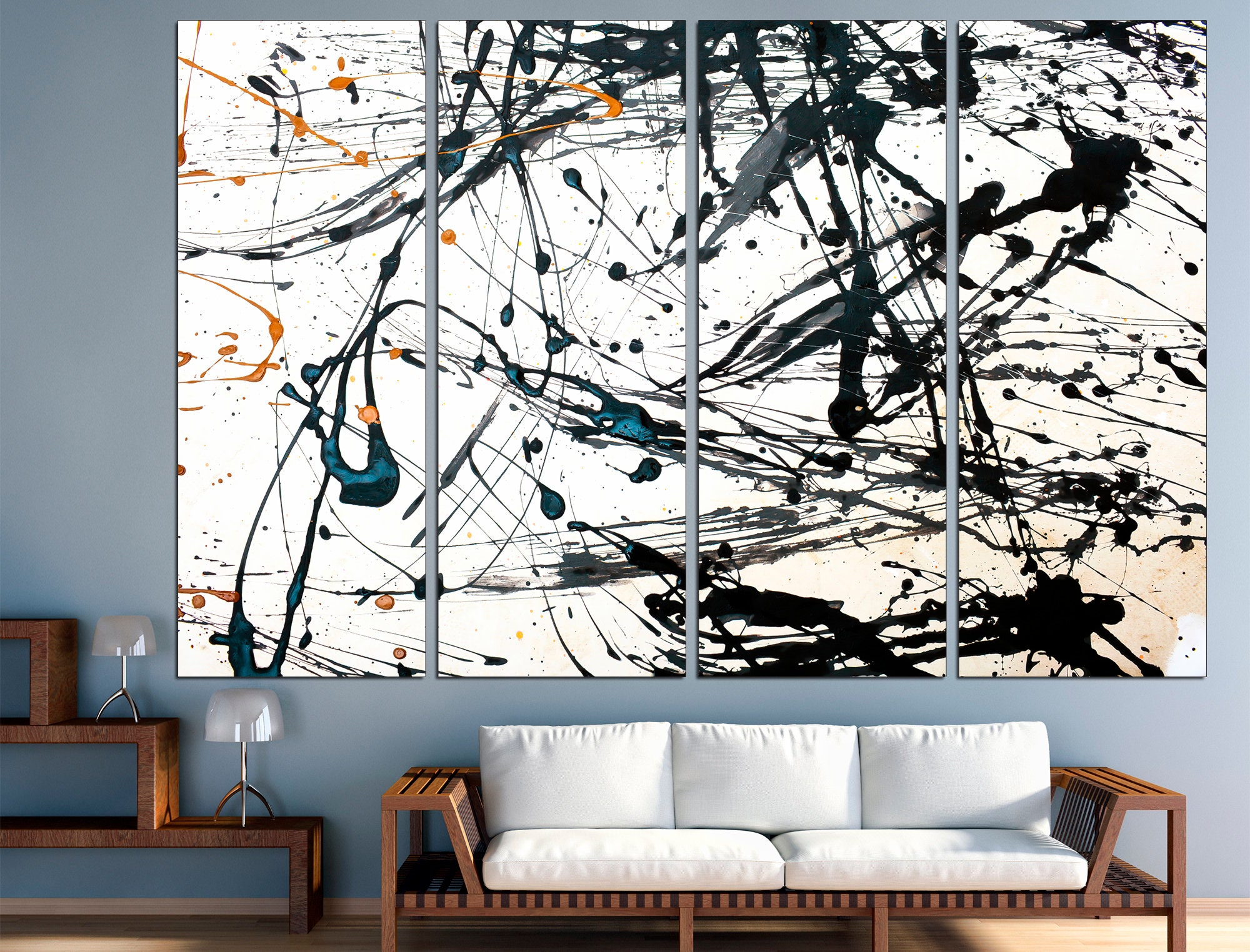 Abstraction Canvas Black and White Art Large Canvas Art Home Decor Wall ...