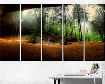 Waterfall Art Forest Landscape Beautiful Waterfall Forest Poster Forest Waterfall Mountain Waterfall