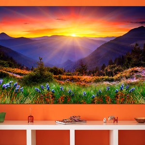 Mountain Print Large Wall Art Sunrise Home Decor, Nature Wall Art ...