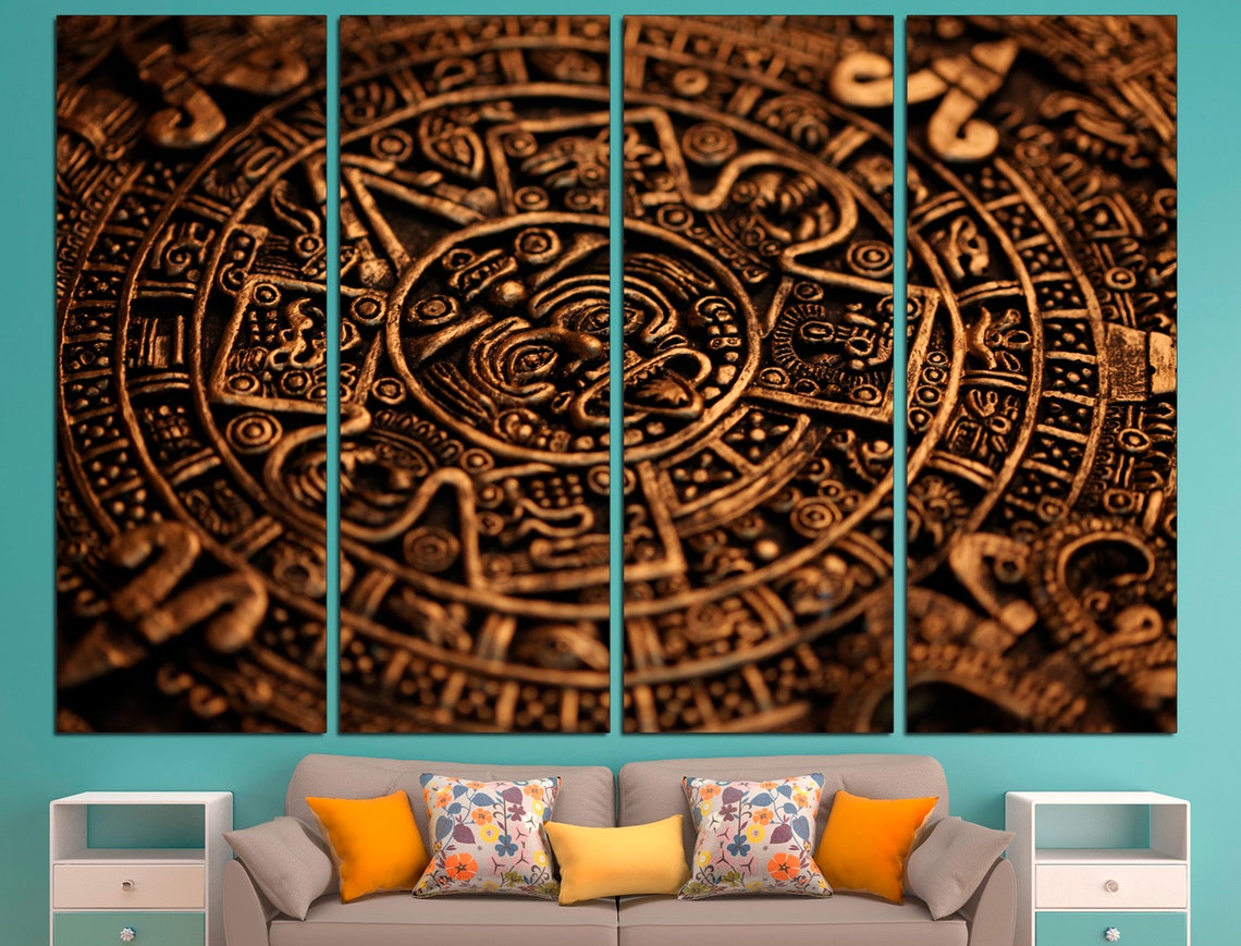 Mayan calendar Ethnic wall print Maya wall art Ancient maya Etsy