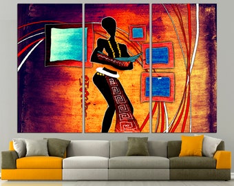 Decoración del hogar africano Arte de lienzo grande Lienzo africano Arte africano colorido Lienzo étnico Arte de pared colorido Impresión africana