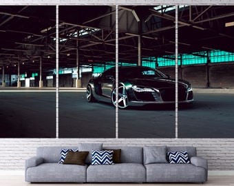 Audi R8 coche pared arte Audi cartel coche deporte pared arte Audi lienzo Audi decoración lienzo pared arte conjunto Audi arte