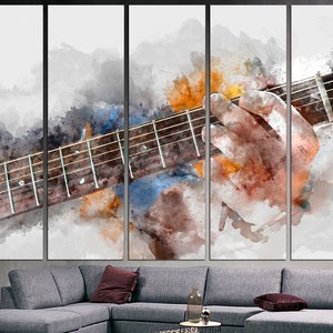 Guitar Wall Art Guitar Art Print Guitar Poster Guitar Player Gift Music Wall Art Guitar Canvas