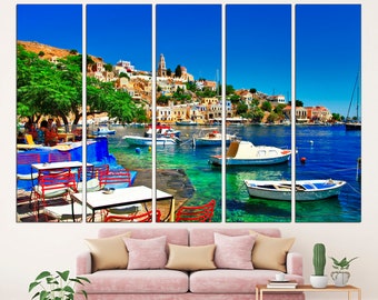 Greece Wall Art Santorini Canvas Greece Wall Decor Large Canvas Art Greece Landscape Greece Print
