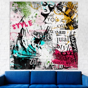 May include: A collage of colorful text and images on a white background. The text includes the words "Fashion", "Style", "You Are", "Happy Girl", "London", and "Street Fashion".