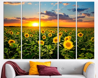 Sunflower Field Canvas Wall Art, Ukrainian Home Decor