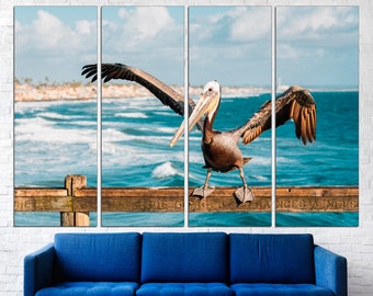 Pelican wall art Bird wall decor Coastal wall art Pelican art Beach wall decor Home decor wall art