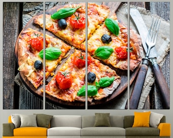Pizza Canvas Kitchen Canvas Art Pizza Wall Art Pizza Print Kitchen Wall Panel Cafe Decor Canvas