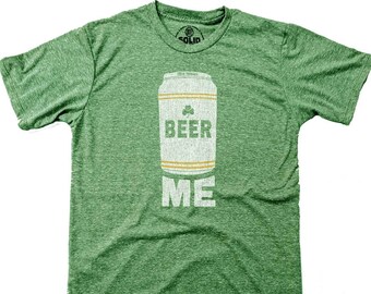 Beer Me Vintage Inspired Drinking T-shirt, Retro Shamrock Graphic Tee, Funny Dad Shirt, Cool Outdoorsy Adventure Graphic Tee, Hiking Shirt