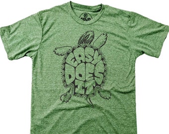 Easy Does It Vintage Inspired T-shirt, Unisex Swimming Turtle Graphic Tee, Chill Beach Vacation Shirt, Cool Super Soft Aquatic Animal Tee