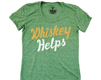 Women's Irish Whiskey Helps Vintage Inspired Cocktail T-shirt, Retro Drinking Tee, Cool Ireland Shirt, Funny St. Paddy's Day Graphic Tee