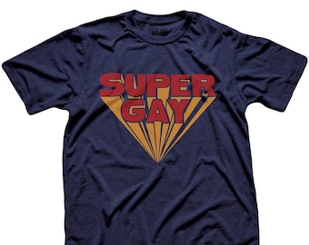 Super Gay Vintage-Inspired T-shirt, Retro LGBTQIA+ Tee, Funny Pride Month Shirt, Cool Superhero Graphic Tee, Vintage Gay Pride T-shirt