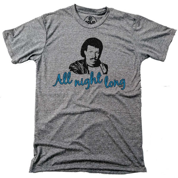 T-shirt d'inspiration vintage toute la nuit, t-shirt de musique rétro, chemise drôle de Lionel Richie, t-shirt graphique Cool Pop Legend, t-shirt de culture pop