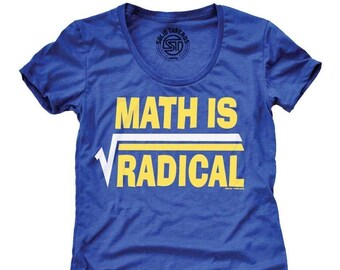 Women's Math Is Radical Vintage Inspired T-shirt, Retro Back to School Graphic Tee, Funny Gift for Math Teacher, Cool Nerdy Novelty T-shirt