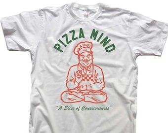 Pizza Mind Slice of Consciousness Vintage Inspired T-shirt, Funny Zen Shirt with Pizza Graphic, Retro Meditation Shirt, Cool Gift for Foodie