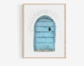 Blue Moroccan Door Print: Minimalist Arabic Wall Art (Digital Download)