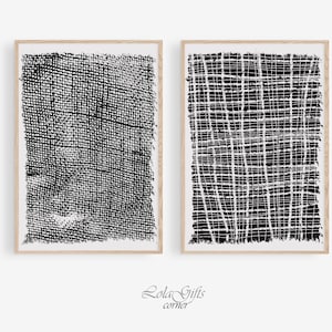 Simple Black White Line Print, Abstract Print Set, Shabby Canvas, Set Of 2, Modern Home Decor, Office Painting Art, Minimalist Line Artwork