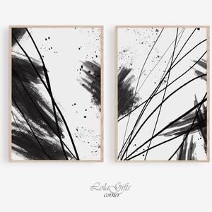 Abstrakt Print-Set, schwarz weiß Wandkunst, modernes Print-Set, neutrale Wandkunst, Sofortiger Download, Galerie-Wand-Dekor, minimalistische Drucke