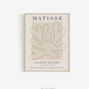 Light Beige Matisse Art,Exhibition Poster,Beige Wall Art,Abstract Floral Art,One Line Art,Minimalist Print,Neutral Wall Art,Vintage Poster