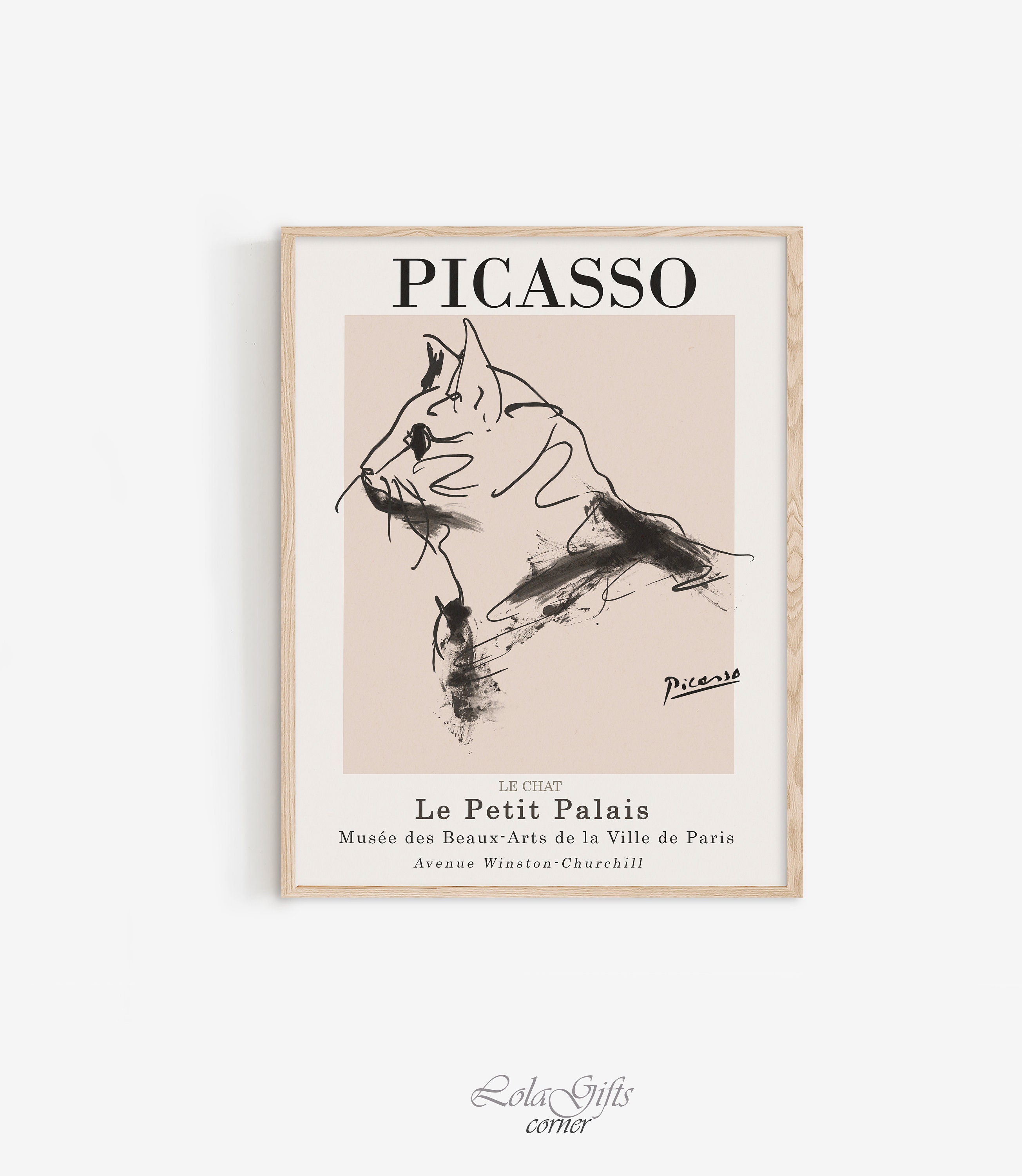 ピカソの猫アート・可愛い猫の絵画・キャンバス 30*40 2枚セット アートパネル ピカソ Picaso ネコとヒヨコ 絵画 現代